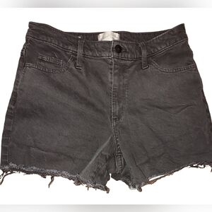 Universal Thread Women's Denim Jean Distressed Hem Black Midi Shorts Size 4/27